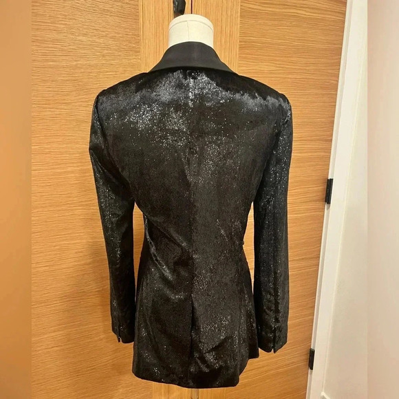 Rachel Zoe Velvet Shimmer Double Breasted Blazer Black NWT Size 2 - Picture 6 of 12